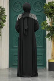 Neva Style - Black Hijab Turkish Abaya 378500S - Thumbnail