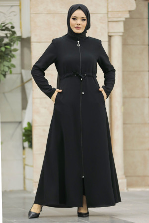 Neva Style - Black Hijab Turkish Abaya 60125S - 3