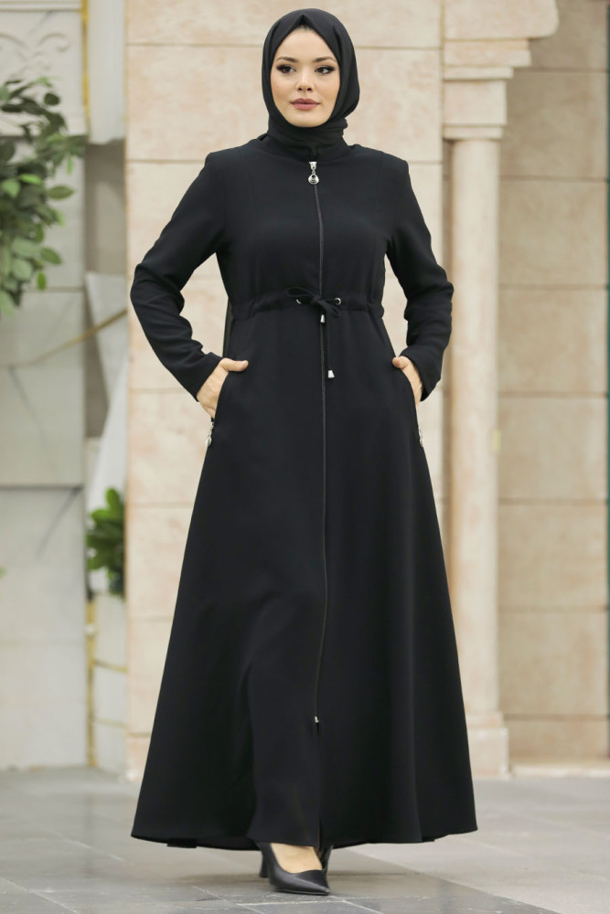 Neva Style - Black Hijab Turkish Abaya 60125S - 4