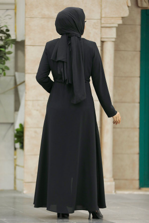 Neva Style - Black Hijab Turkish Abaya 60125S - 5