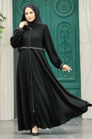 Neva Style - Black Hijab Turkish Abaya 62532S - Thumbnail