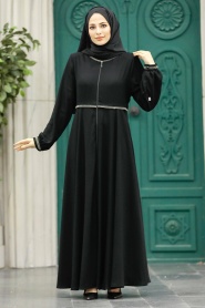 Neva Style - Black Hijab Turkish Abaya 62532S - Thumbnail