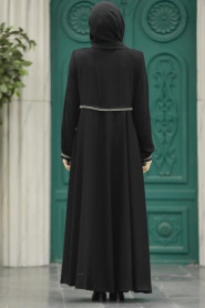 Neva Style - Black Hijab Turkish Abaya 62532S - Thumbnail