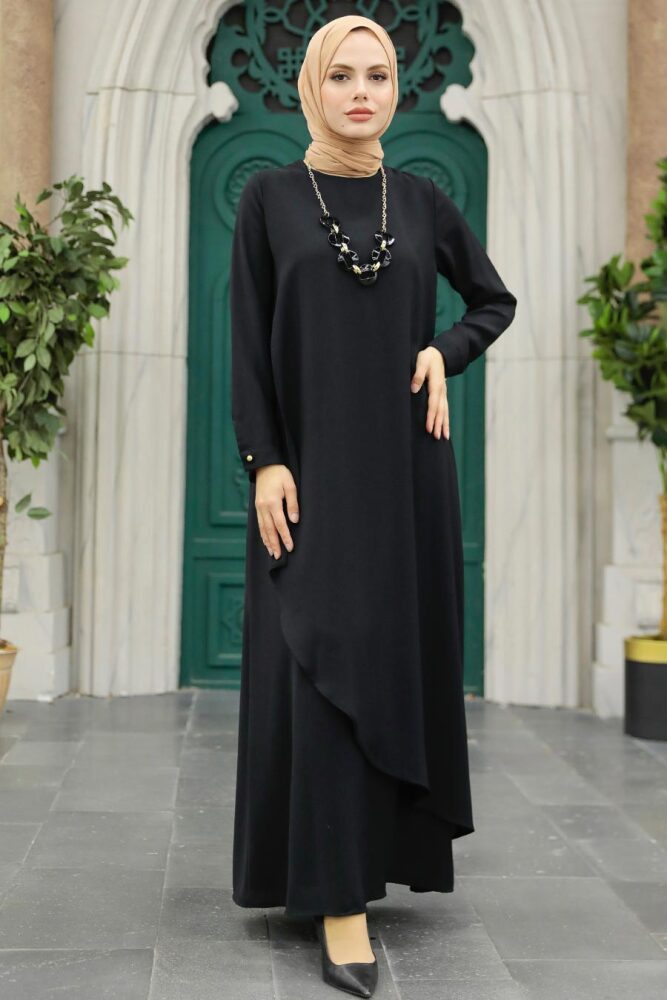 Black Hijab Turkish Dress 34231S - 3
