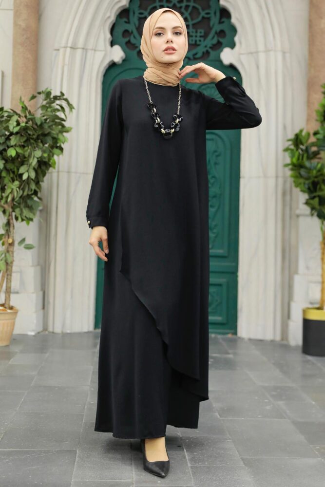 Black Hijab Turkish Dress 34231S - 2