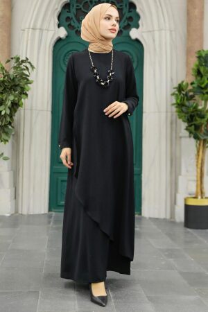 Black Hijab Turkish Dress 34231S - 1