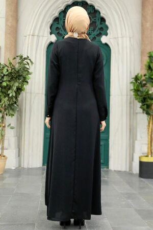 Black Hijab Turkish Dress 34231S - 4
