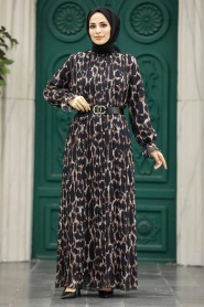 Neva Style - Black Hijab Turkish Dress 39171S - Thumbnail