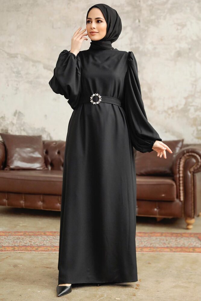 Black Hijab Turkish Dress 5866S - 2