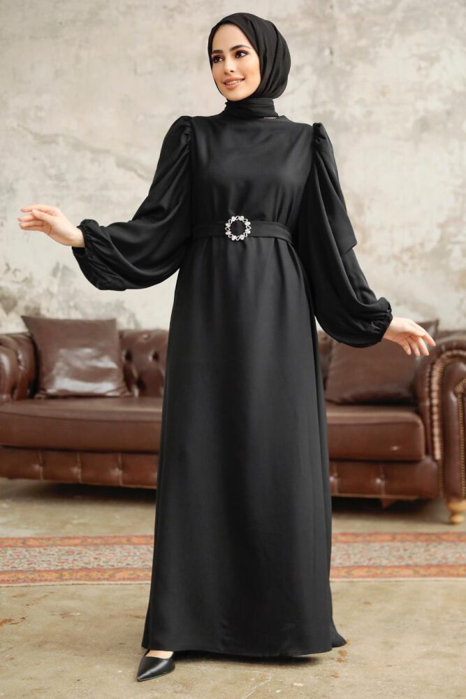Black Hijab Turkish Dress 5866S - 1