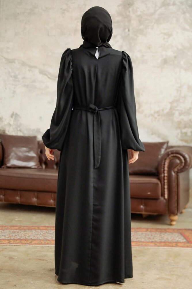 Black Hijab Turkish Dress 5866S - 3