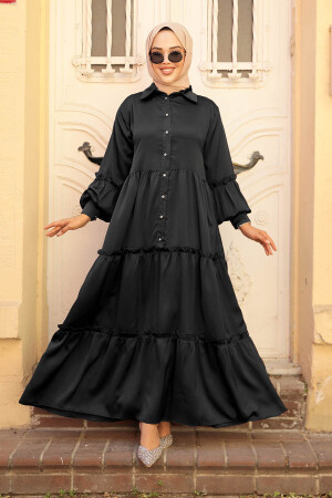Black Hijab Turkish Dress 5884S - 1