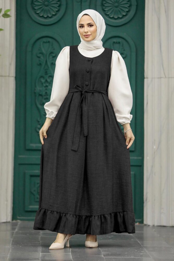 Black Hijab Turkish Dress 5913S - 1