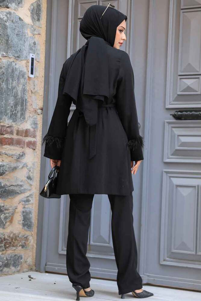 Black Hijab Turkish Dual Suit 34071S - 3