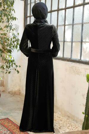 Neva Style - Black Hijab Turkish Long Sleeve Dress 37081S - 3