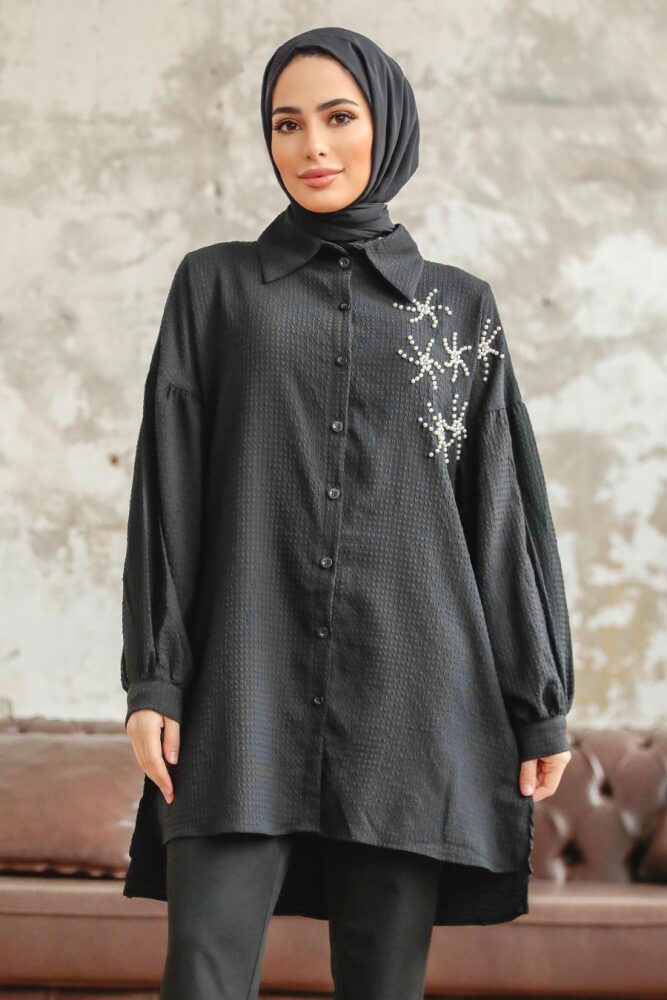 Black Hijab Turkish Shirt 11221S - 1