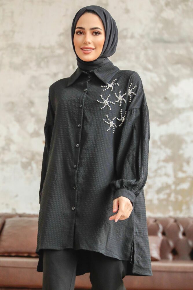 Black Hijab Turkish Shirt 11221S - 2