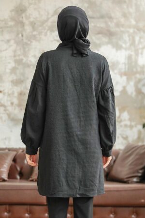 Black Hijab Turkish Shirt 11221S - 4