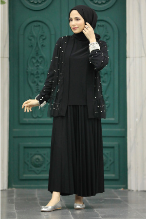 Black Hijab Turkish Triple Suit 30021S - 2