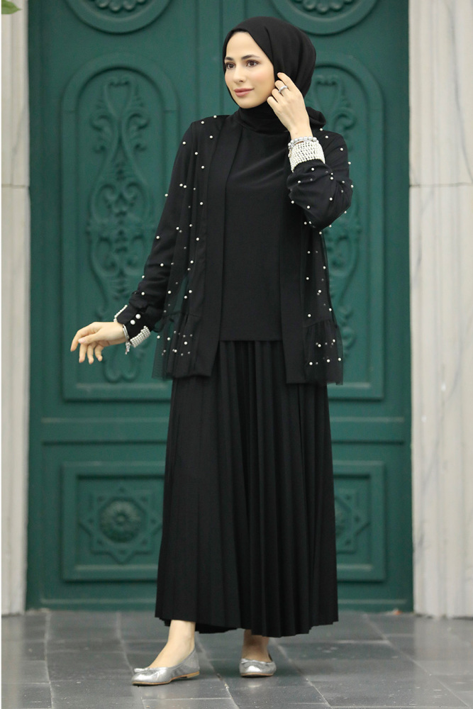 Black Hijab Turkish Triple Suit 30021S - 2