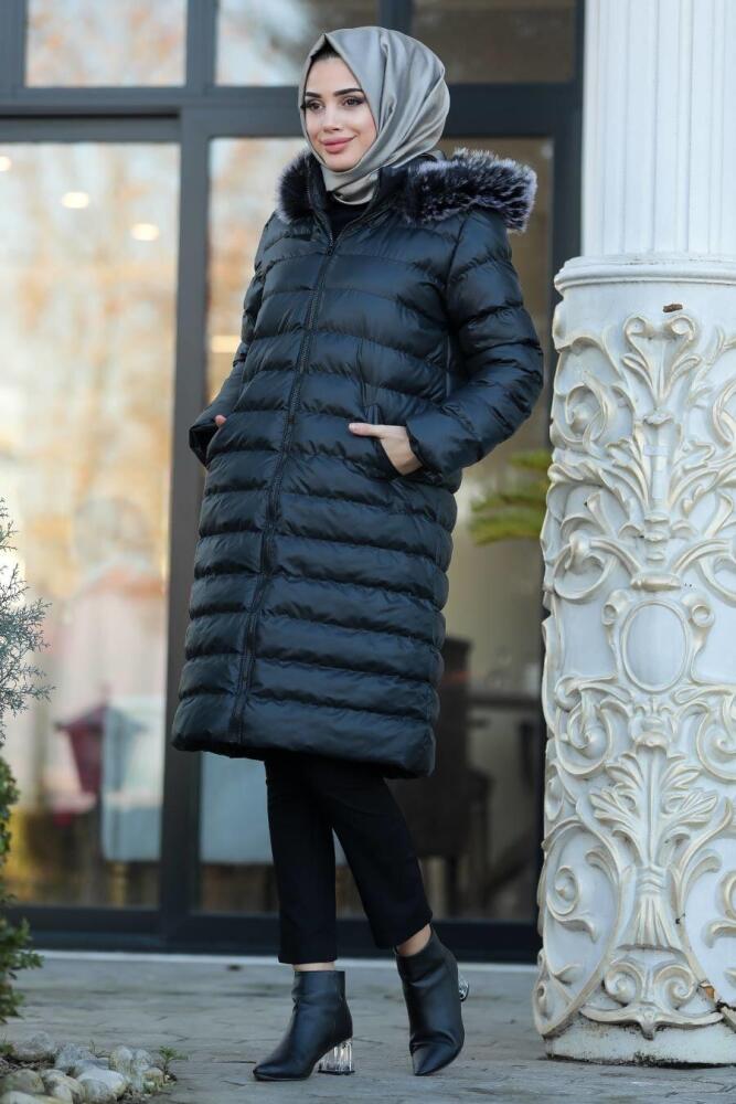 Neva Style - Black İnflatable Coat 2512S - 1