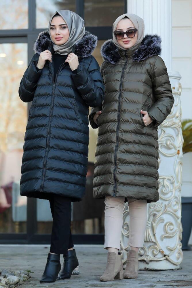 Neva Style - Black İnflatable Coat 2512S - 3