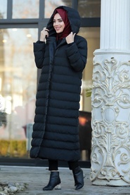 Neva Style - Black İnflatable Coat 2514S - Thumbnail