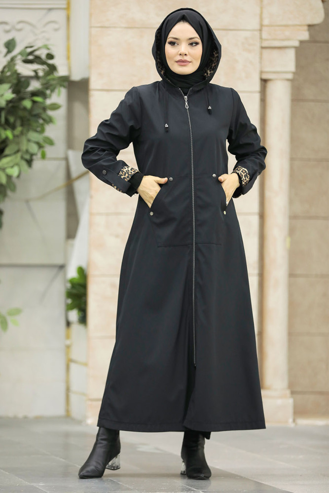 Neva Style - Black Islamic Clothing Coat 60623S - 4