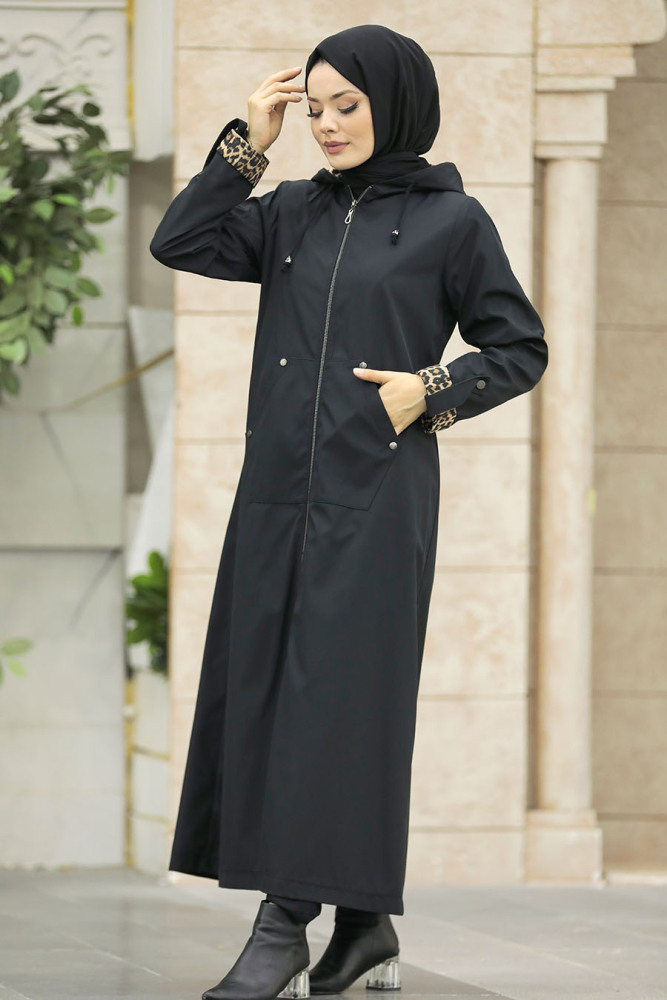 Neva Style - Black Islamic Clothing Coat 60623S - 3