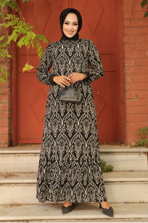 Black Islamic Clothing Dress 2297S - 2