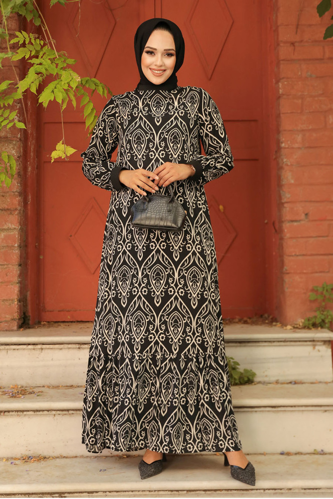 Black Islamic Clothing Dress 2297S - 2