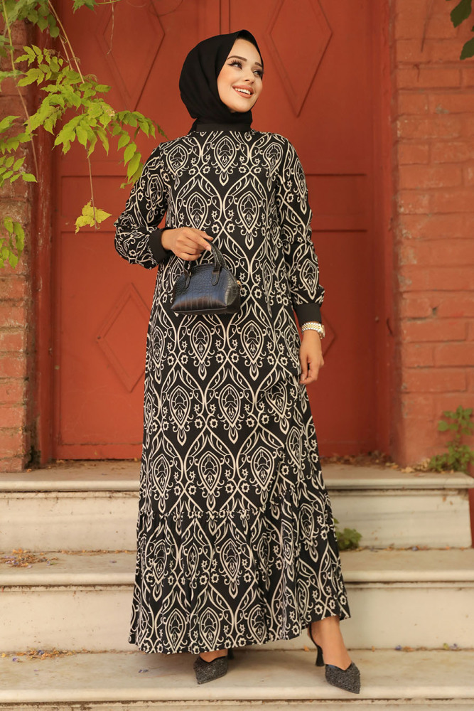Black Islamic Clothing Dress 2297S - 1