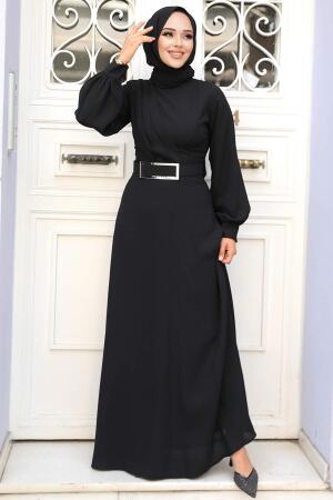 Black Islamic Clothing Dress 3425S - 1