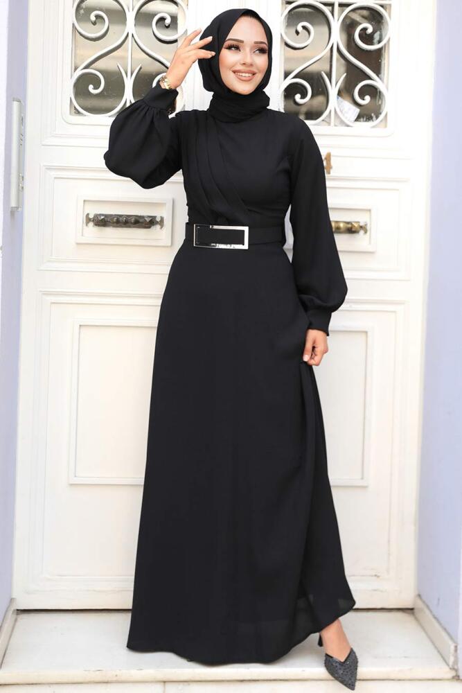 Black Islamic Clothing Dress 3425S - 1