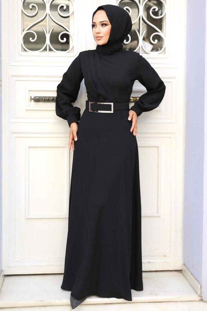 Black Islamic Clothing Dress 3425S - 2