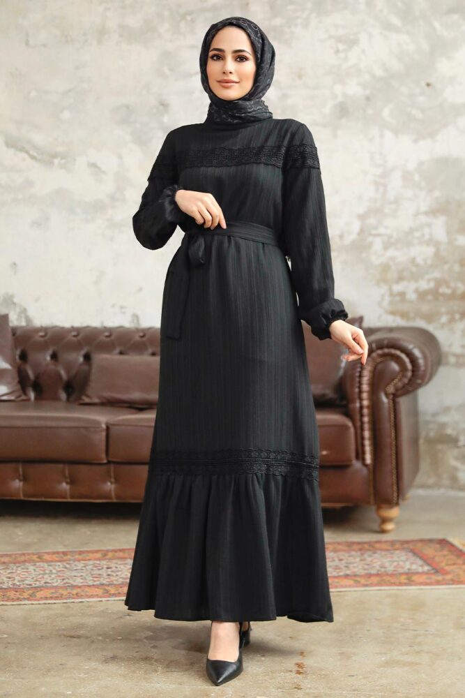 Black Islamic Clothing Dress 5877S - 1