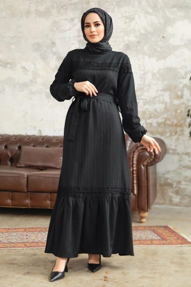 Black Islamic Clothing Dress 5877S - 2