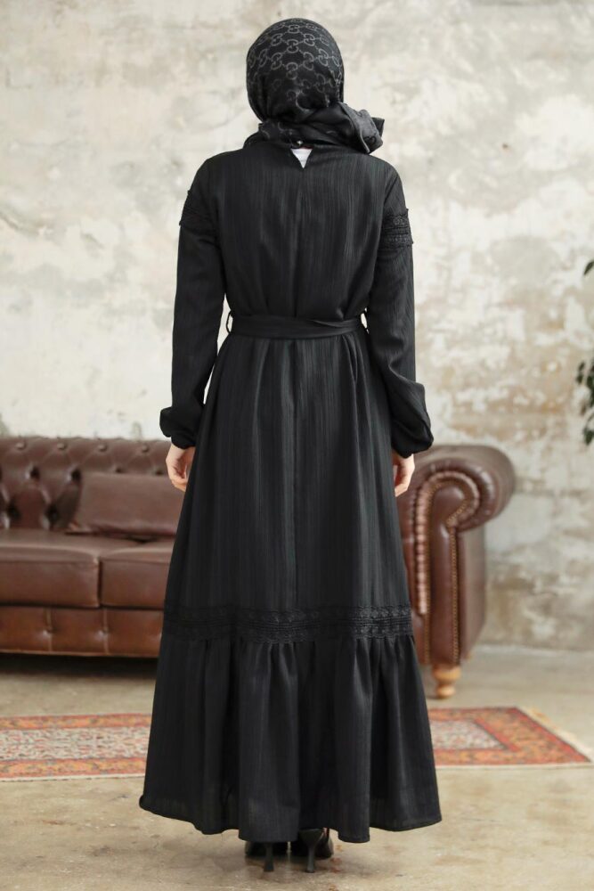 Black Islamic Clothing Dress 5877S - 3