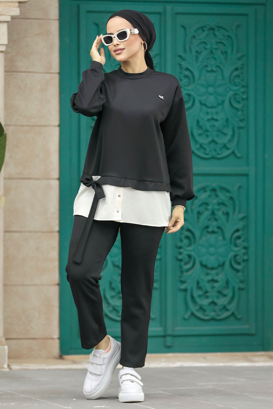 Neva Style - Black Islamic Clothing Dual Suit 71201S