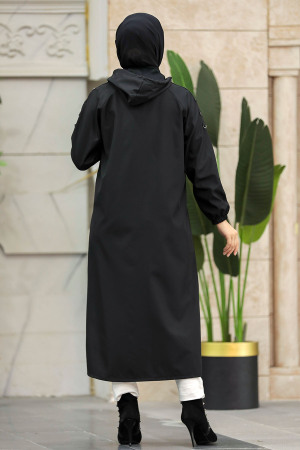 Neva Style - Black Islamic Clothing Trench Coat 5511S - 5