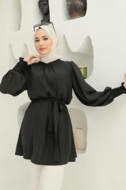 Neva Style - Black Islamic Clothing Tunic 3795S - Thumbnail
