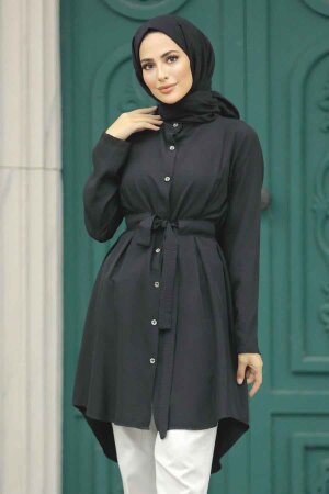 Black Islamic Clothing Tunic 4681S - NEVA STYLE