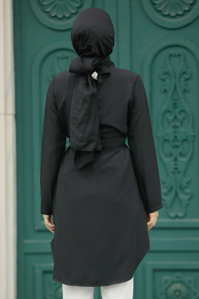 Black Islamic Clothing Tunic 4681S - 3