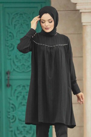 Neva Style - Black Islamic Clothing Tunic 614S - Thumbnail