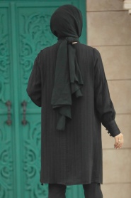 Neva Style - Black Islamic Clothing Tunic 614S - Thumbnail