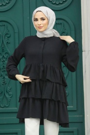 Neva Style - Black Islamic Clothing Tunic 64701S - Thumbnail