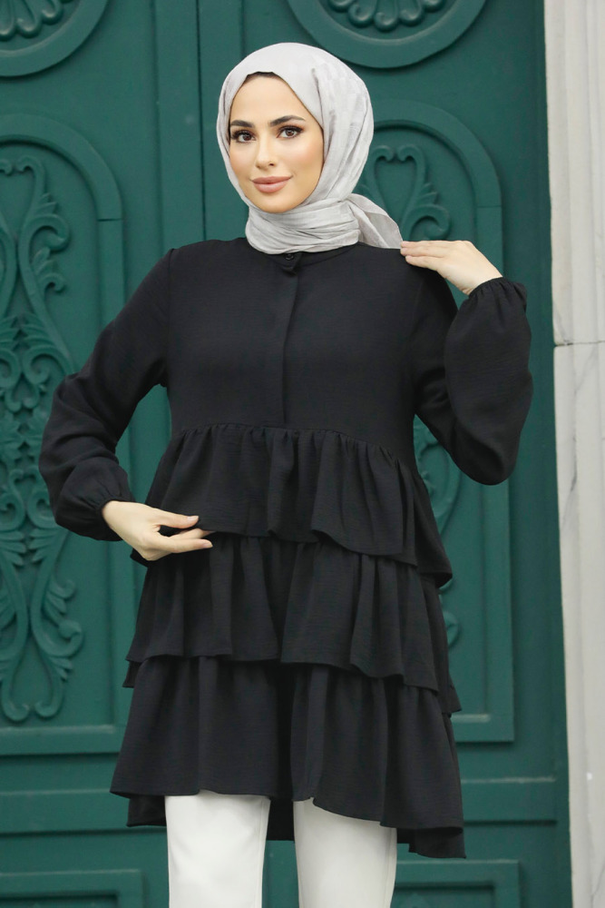 Black Islamic Clothing Tunic 64701S - 3
