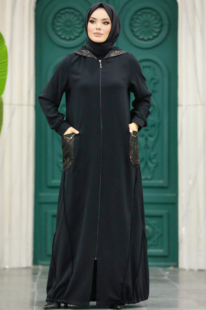 Neva Style - Black Islamic Clothing Turkish Abaya 10515S - 1