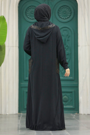 Neva Style - Black Islamic Clothing Turkish Abaya 10515S - Thumbnail