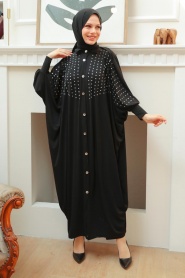 Neva Style - Black Islamic Clothing Turkish Abaya 17410S - Thumbnail
